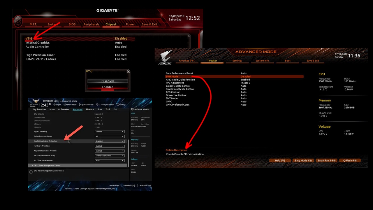 bio settings for virtualization